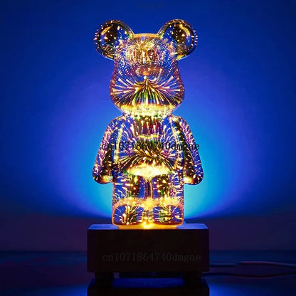 3D Fireworks Bear Night Light Projection